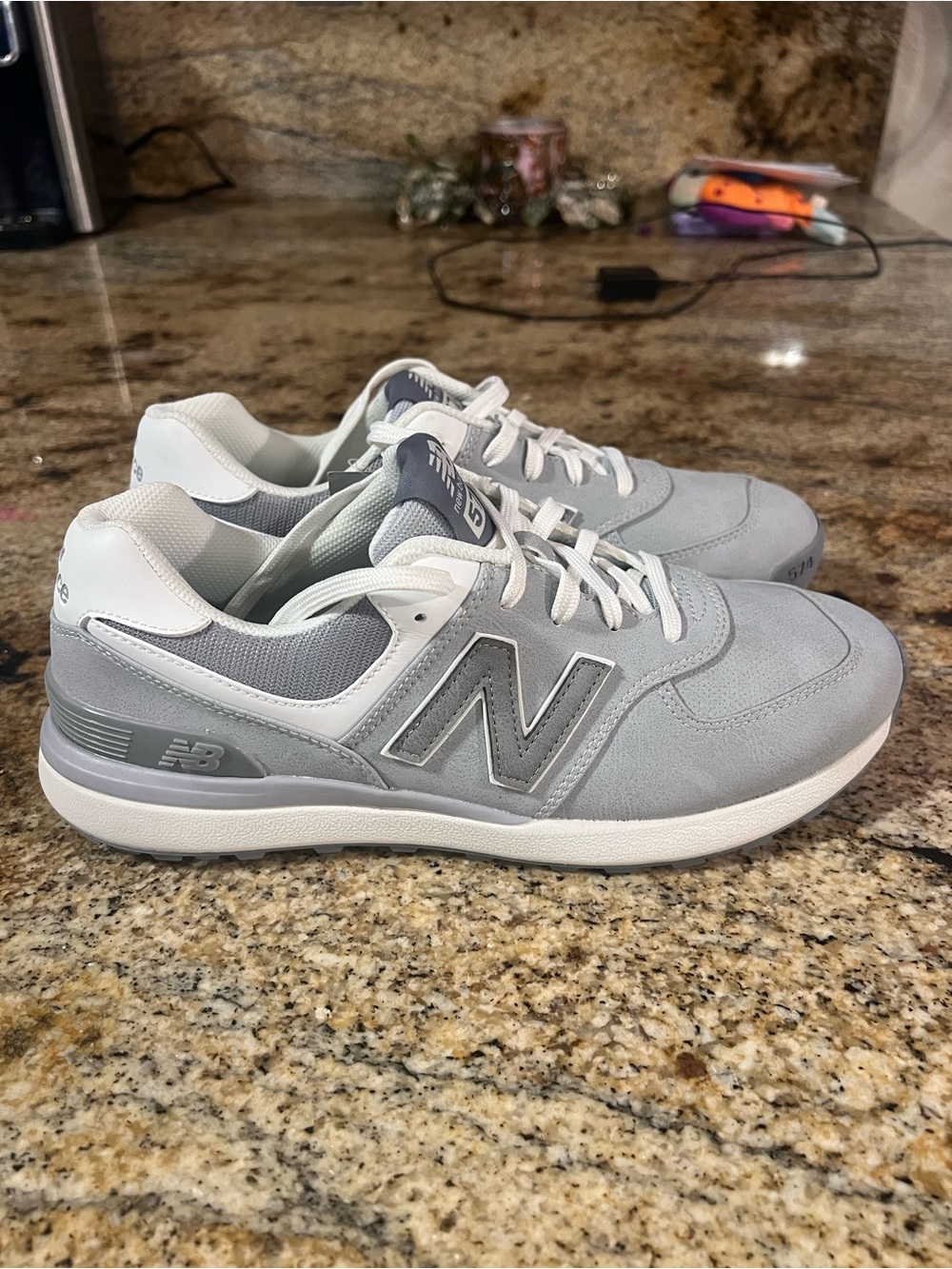 New Balance Men’s Gray and White Lifestyle Sneakers